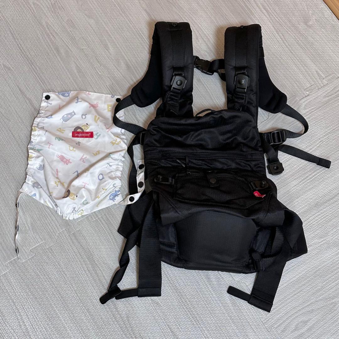 ベビーキャリアオン　angelette ブラック　抱っこ紐　チェアベルト