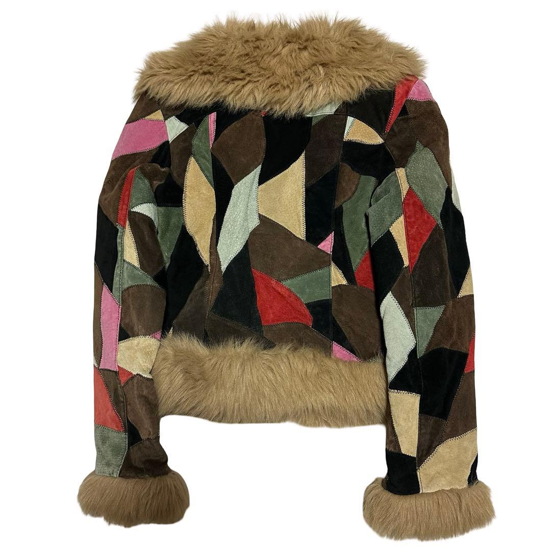 fur leather jacket Y2K japanese label 平成