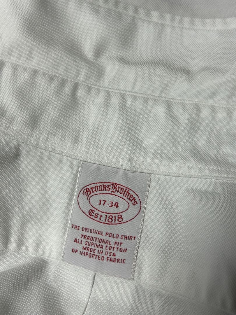 【米国製】ブルックスブラザーズ ボタンダウンシャツ 17-34 XL相当 白