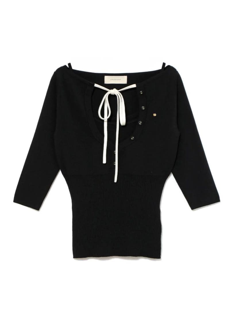 トップス andmary Hein ribbon knit tops black