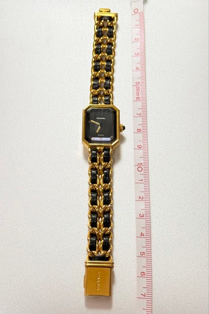 美品 CHANEL シャネル プルミエール ゴールド ブラック 腕時計M 電交済