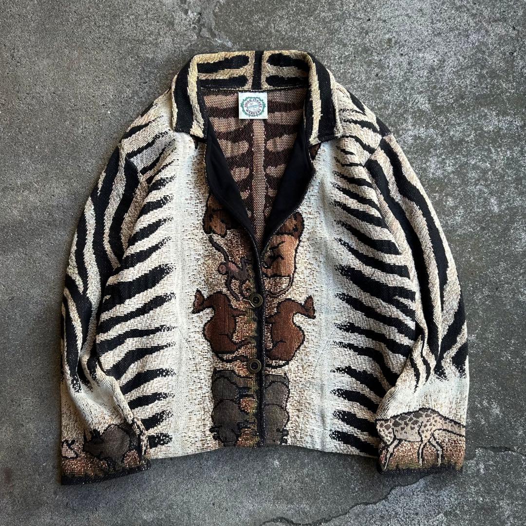 90’s Vintage ジャガード ニットジャケット アニマル アーカイブ