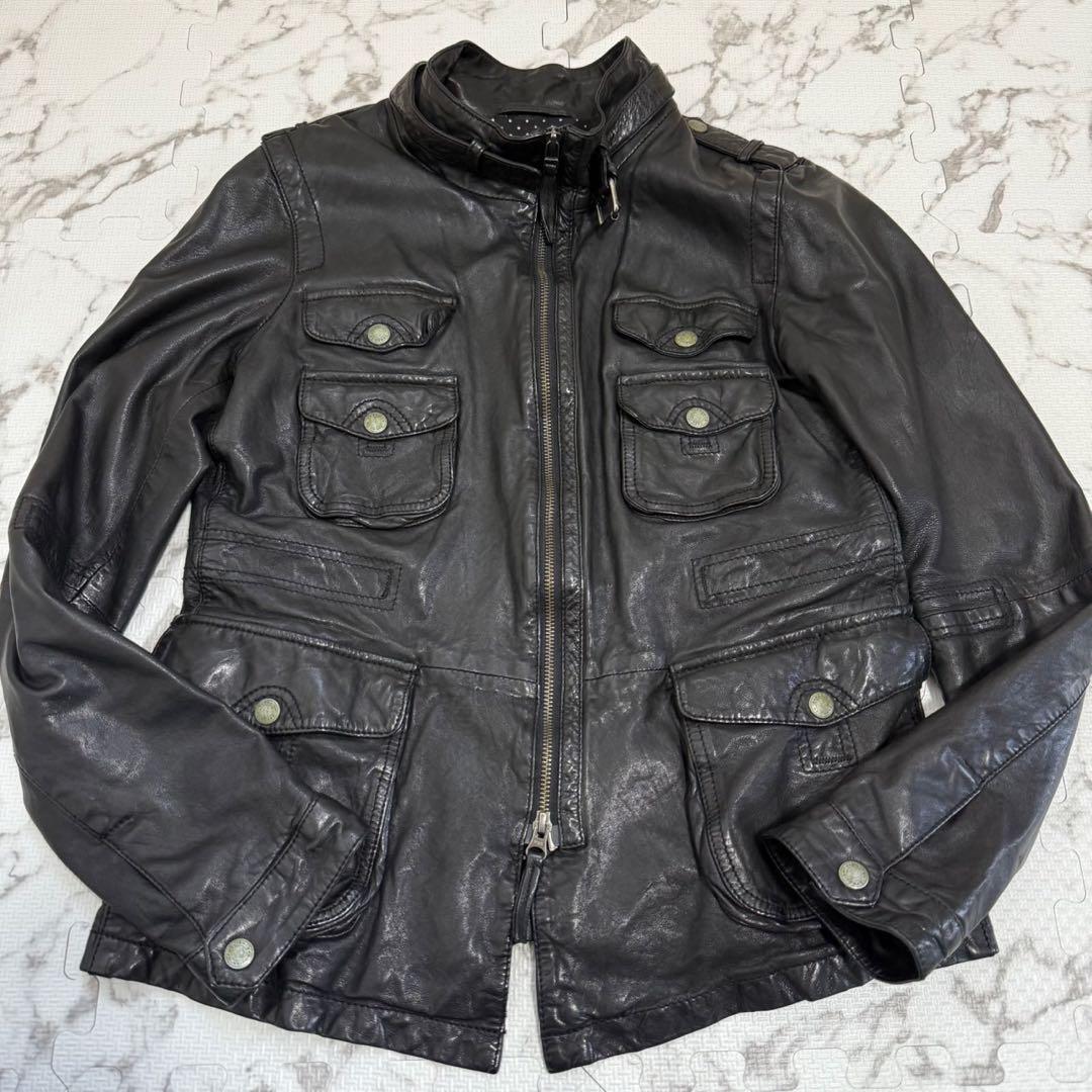 美品✨ VANQUISH レザーシングルライダースジャケット S ブラック