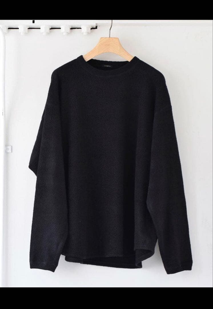 COMOLI 21AW シルクフリース長袖クルー navy 3