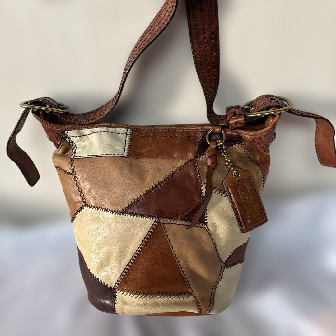 限定 COACH コーチ パッチワーク レザーショルダーバッグ