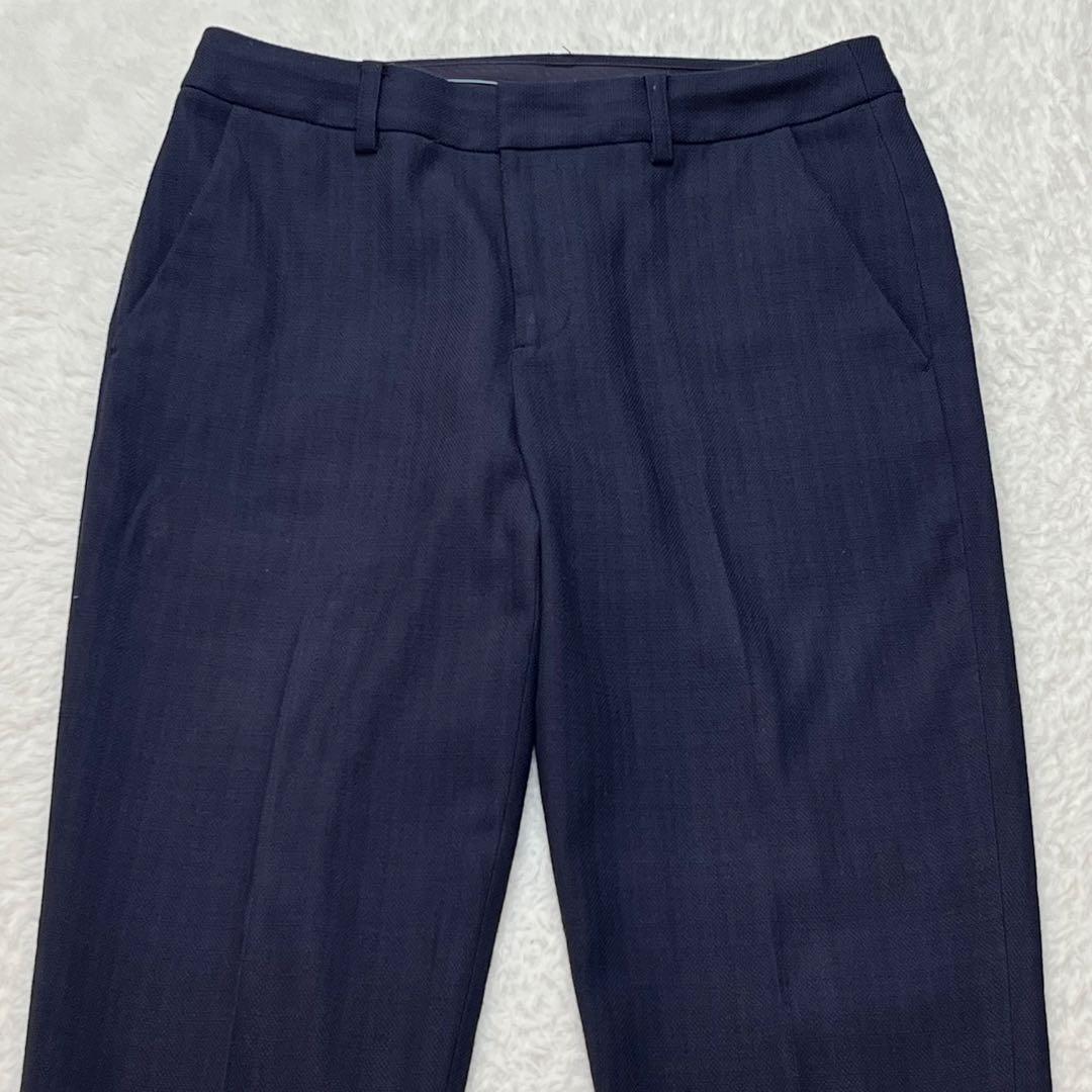 グリーンレーベルリラクシング　セットアップ　ノーカラー　パンツ　スーツ　ネイビー