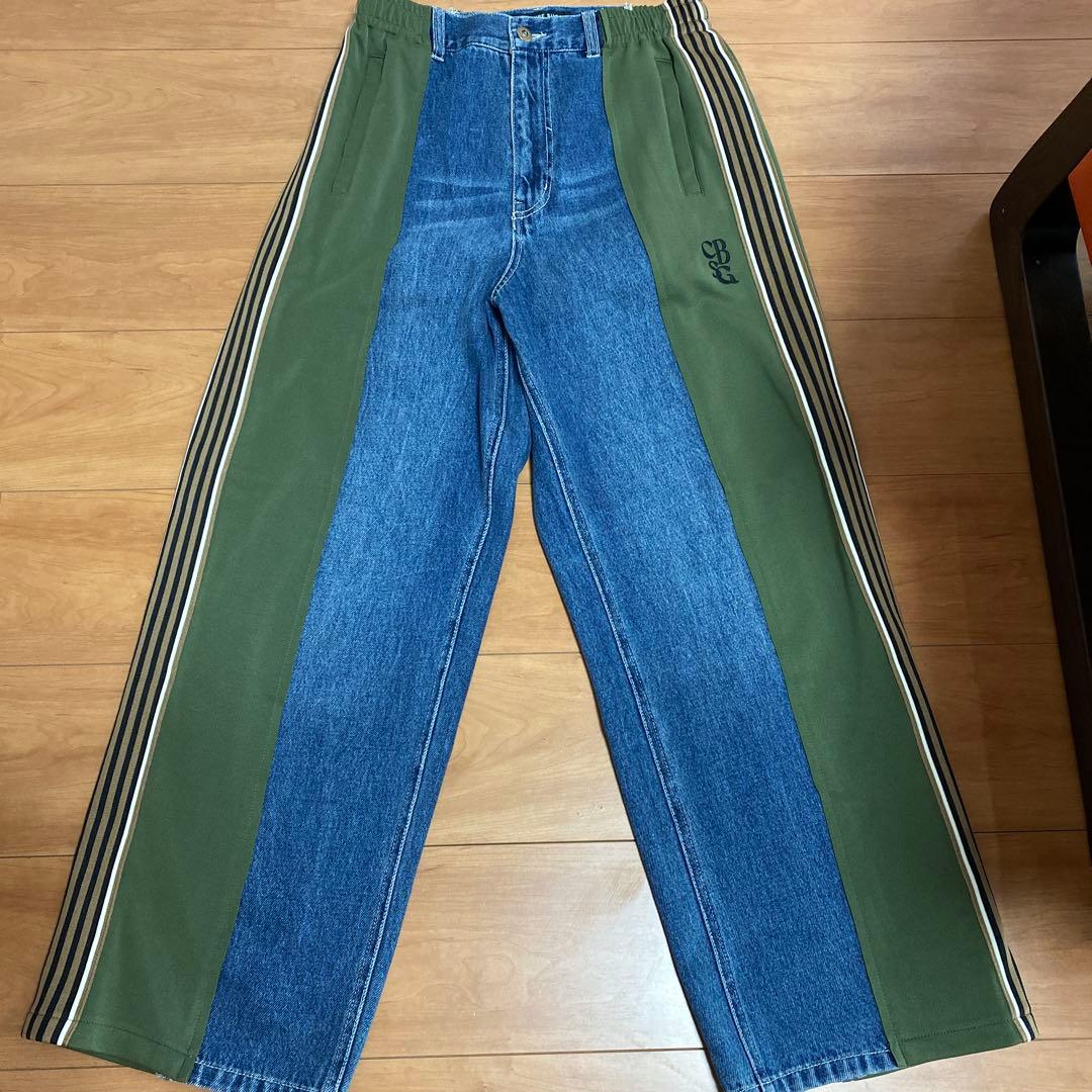 美品CUBE SUGAR ストライプデザインパンツ　デニム