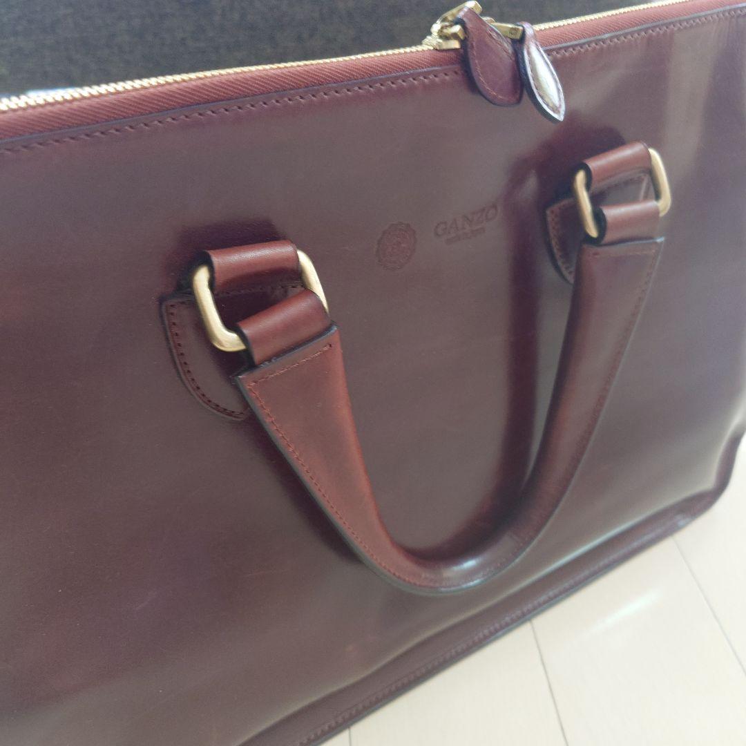 【美品】 GANZO GUD ブリーフケース カーフレザー ボルドー　保存袋付