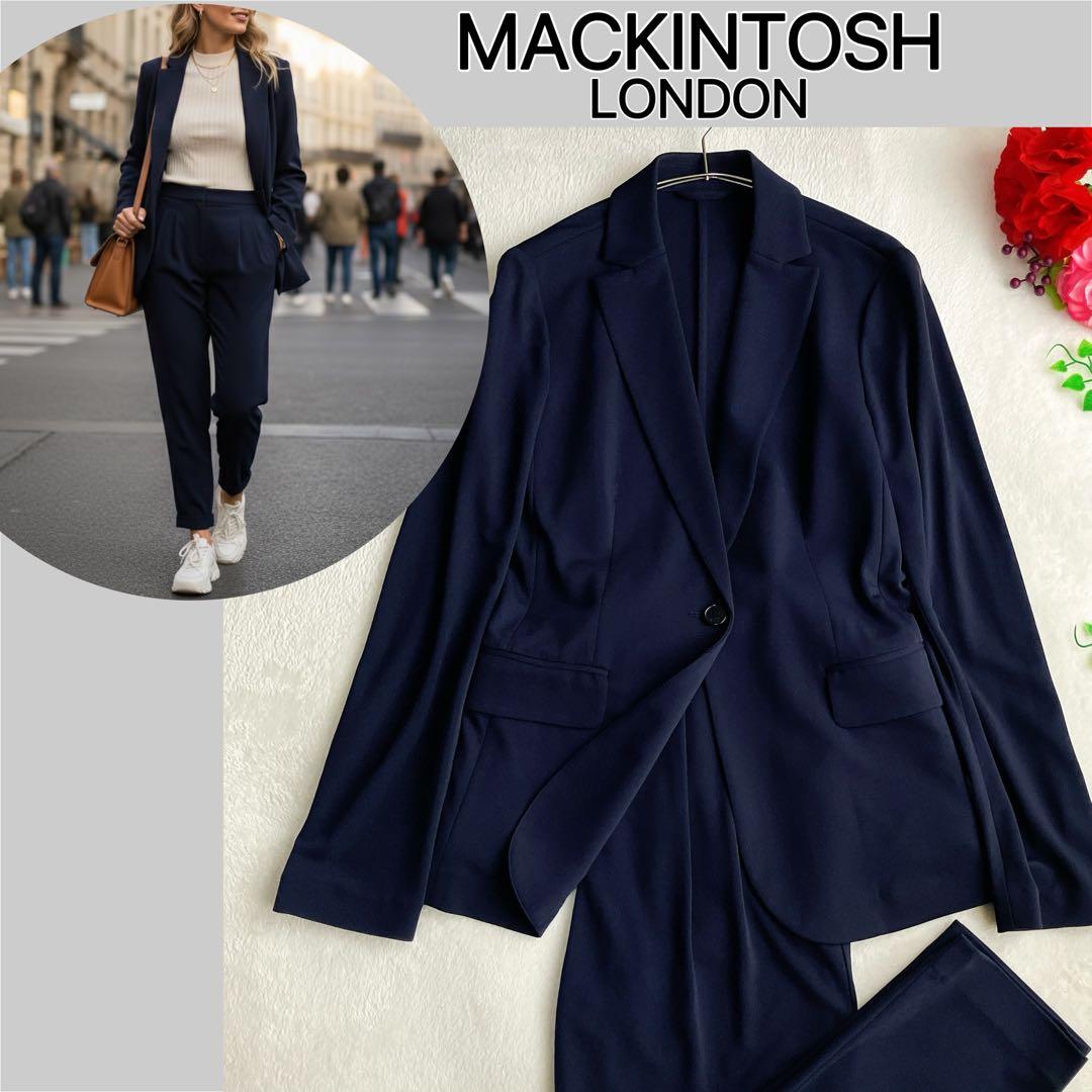 マッキントッシュ★ストレッチ パンツスーツ トラベルスーツ ワイドテーパード