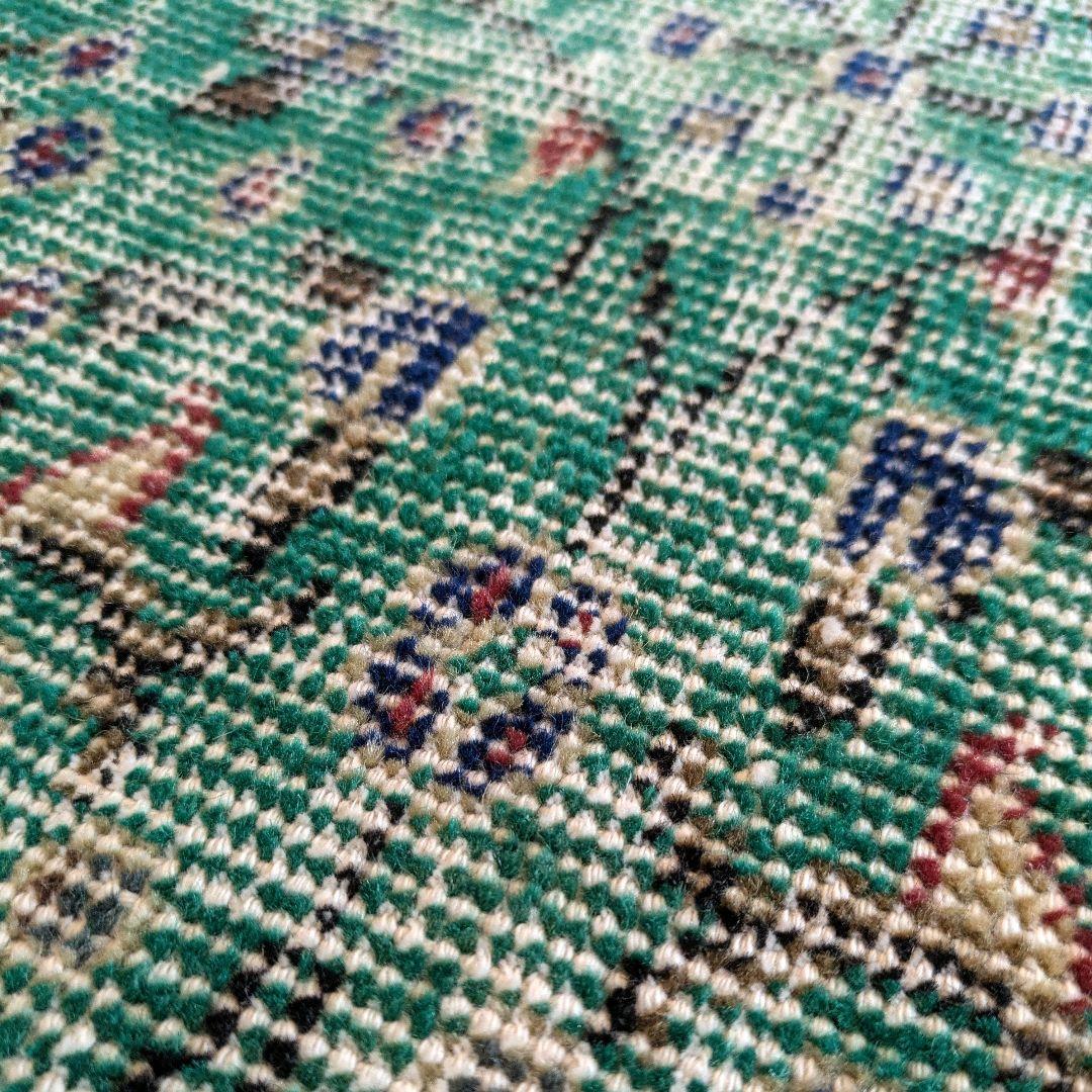 81×169 エメラルドブルー　トルコヴィンテージラグ