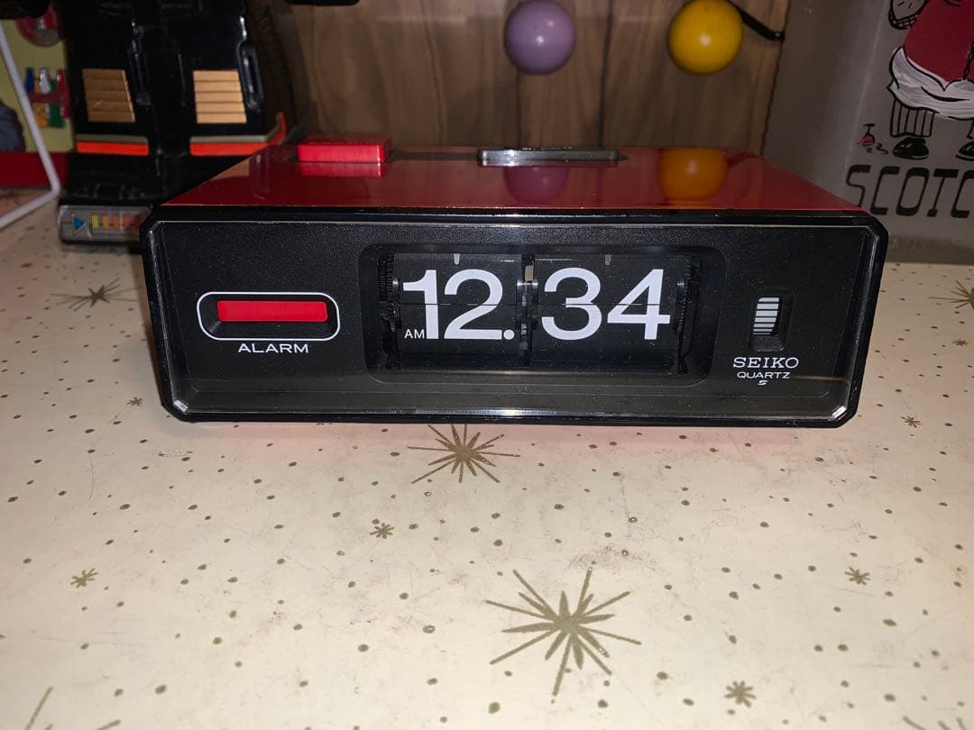 昭和レトロ　動作品　SEIKO セイコー　電池式　パタパタ時計　スペースエイジ