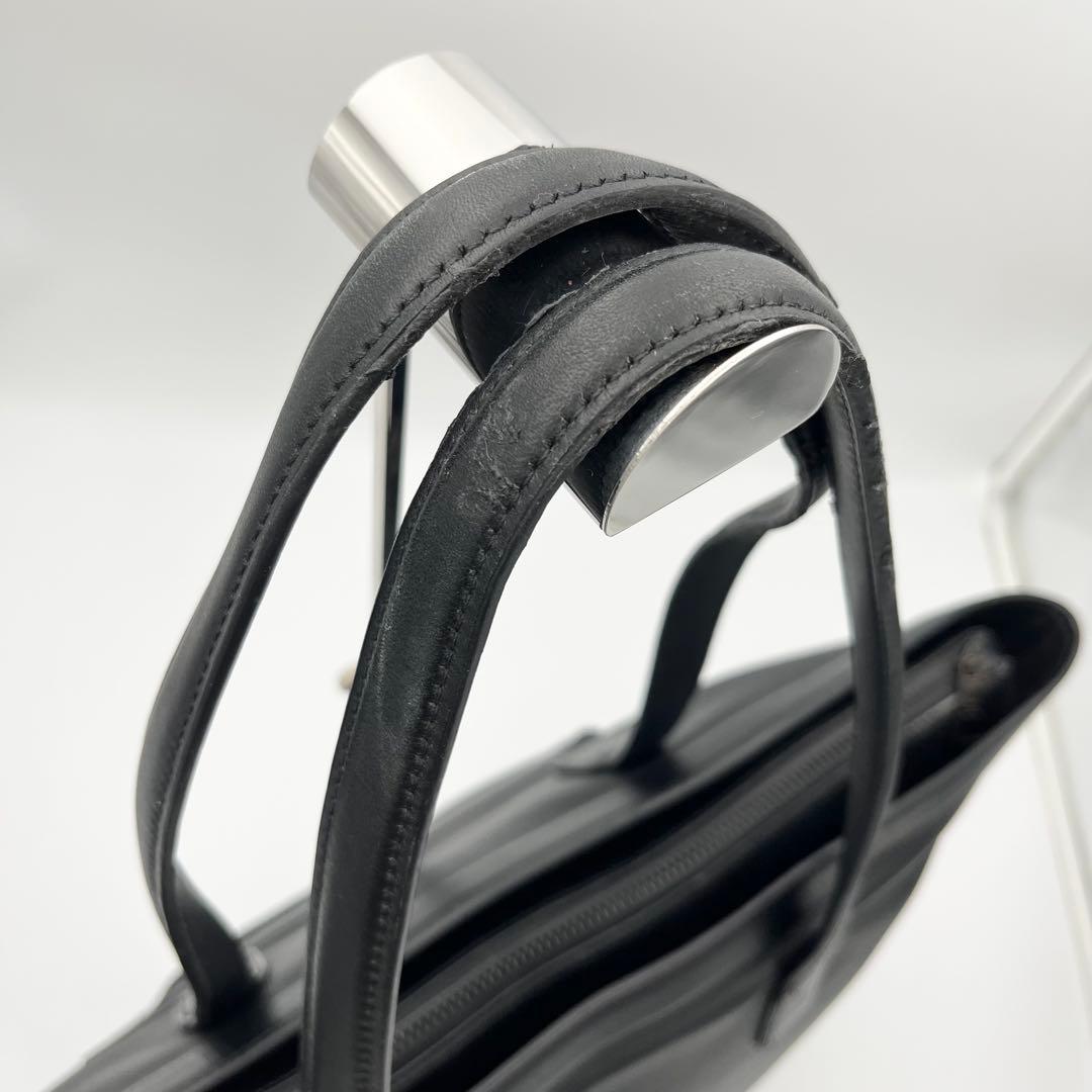 現行 ポールスミス A4◎ マルチストライプ トートバッグ レザー ブラック