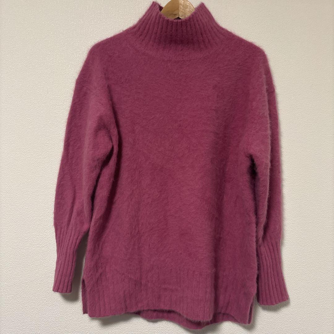 美品 上質 フォックス カシミヤ ニット ハイネック ピンクjeune
