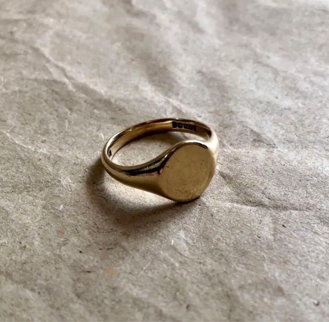 希少品 vintage 英国製 9K シグネットリング 15号程