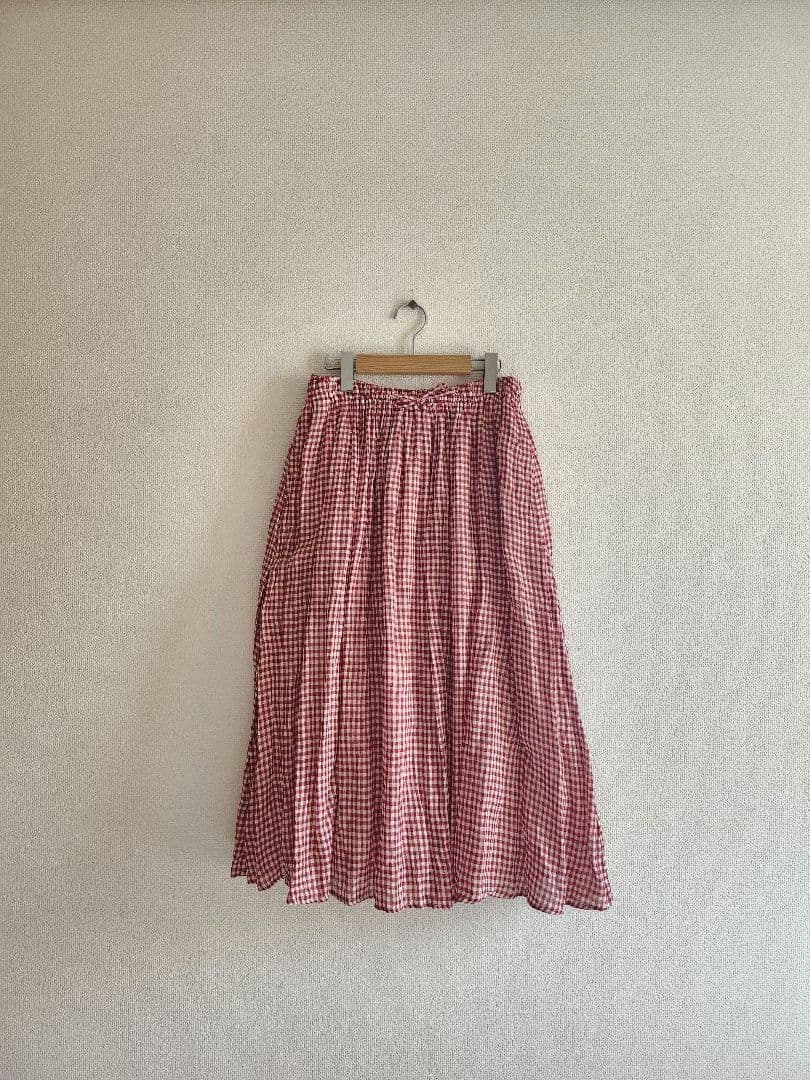 週末値下げ 日本製*ネストローブ チェックスカート*赤