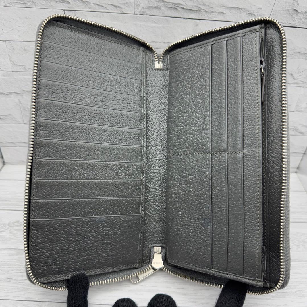 【極美品】GUCCI GG柄　スプリーム オーガナイザー 長財布 グレー