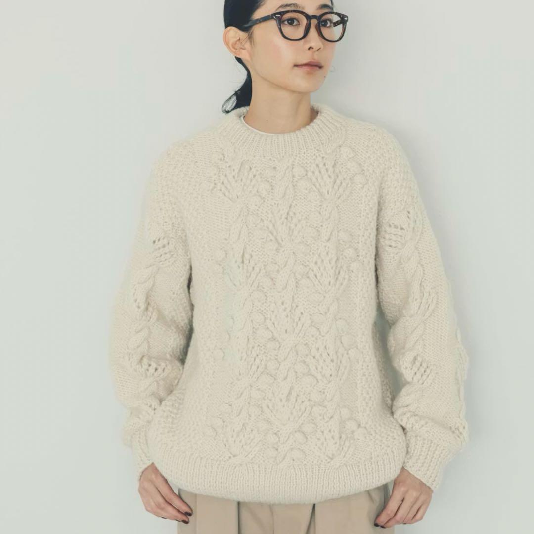 北欧、暮らしの道具店 /yuni /ユニ/植物柄のハンドニット