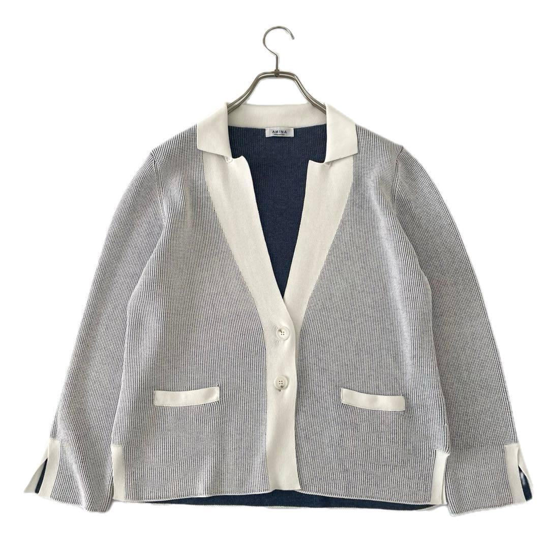 未使用 AMINA レリアン イタリア製 ニットジャケット カーディガン 羽織