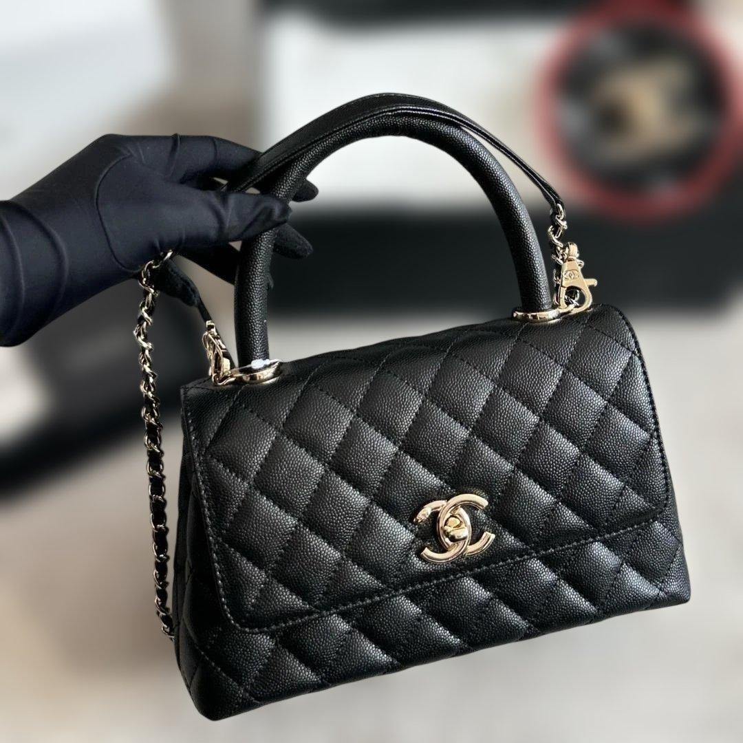 coco handle 23 ブラック キルティング バッグ