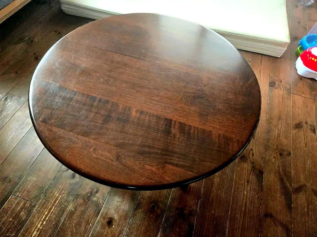 ✨最終お値下げ✨無垢ダークブラウンちゃぶ台75φ・家具工房芽生様製