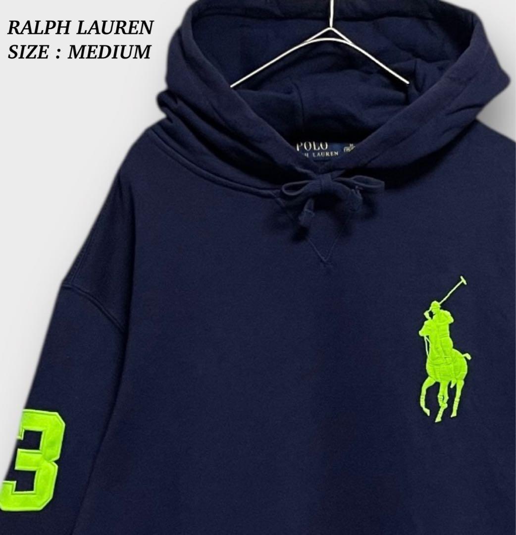 ポロ ラルフローレン ビッグポニー 刺繍 プルオーバー パーカー ネイビー