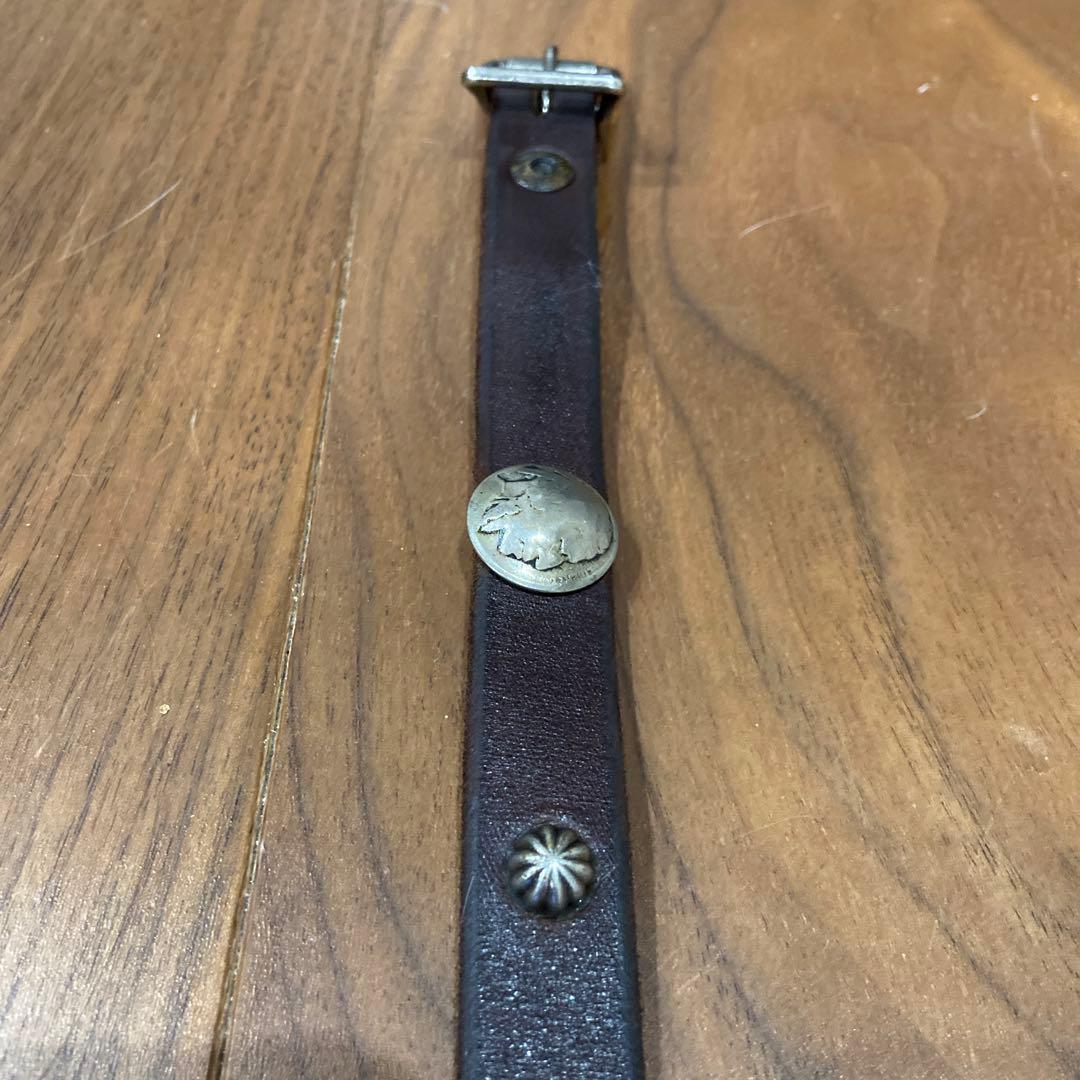美品 OLD STUD インディアンコンチョ&アポロスタッズ ナローレザーベルト