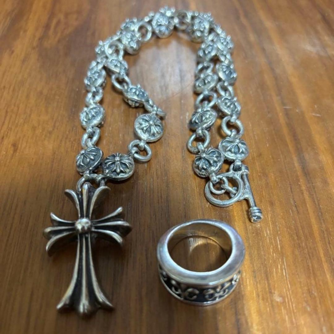 シルバーネックレス　シルバーリング　クロスネックレス　クロムハーツ風