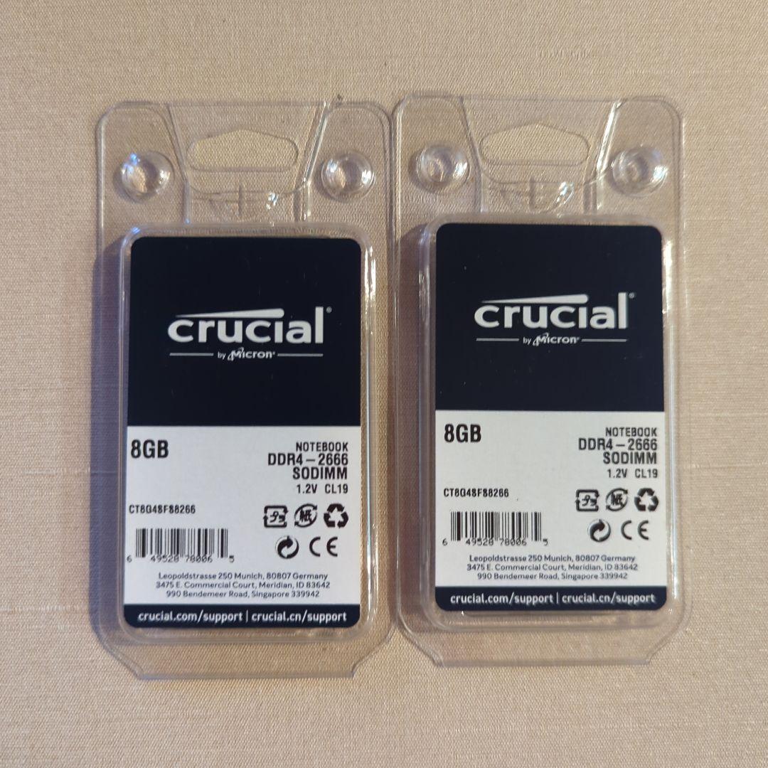 crucial 8GB DDR4-2666 SODIMM 2個セット