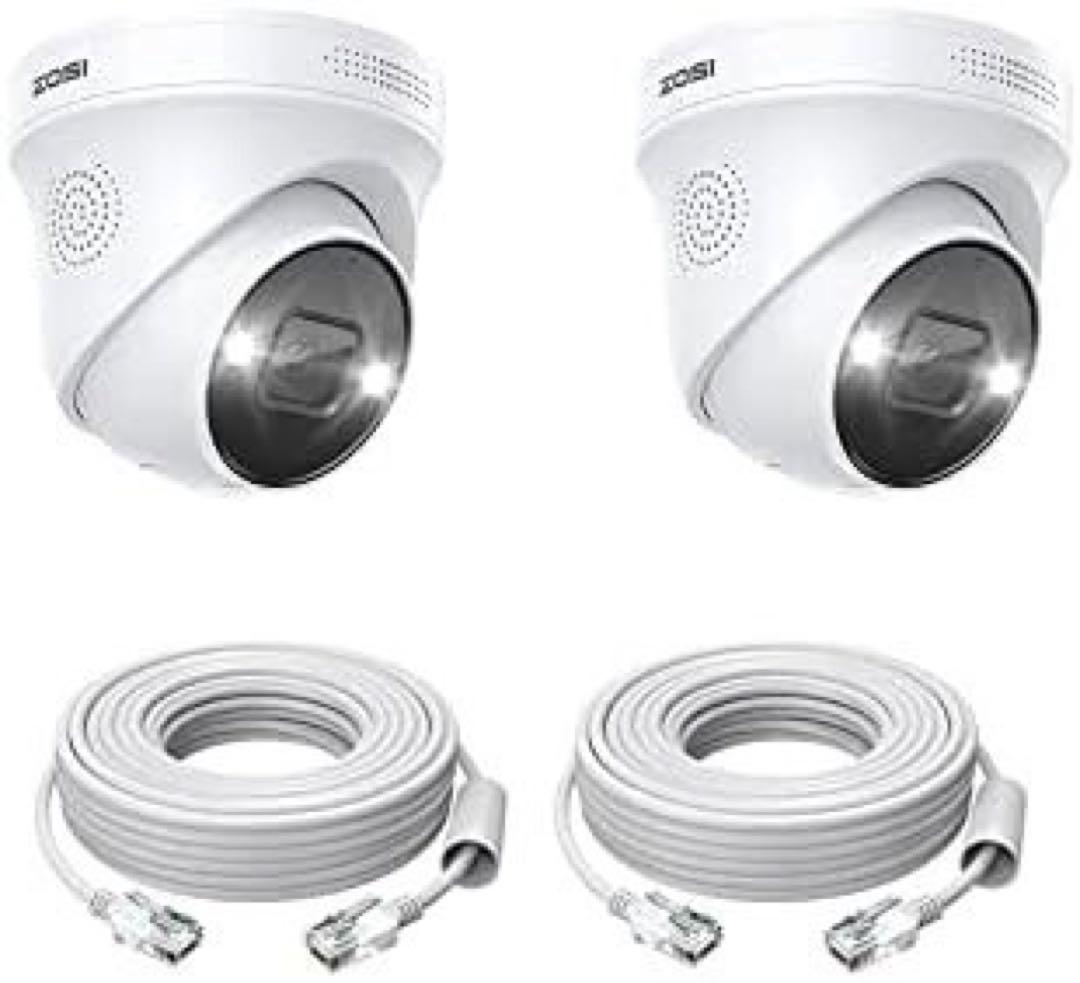 新品★ZOSI★800万画素★poe防犯カメラ2台★4K poe給電カメラ