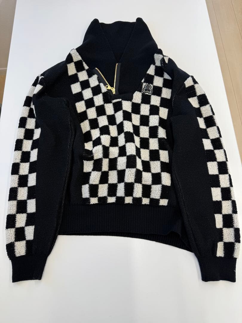 MARK & LONA チェック柄ニットセーター 50