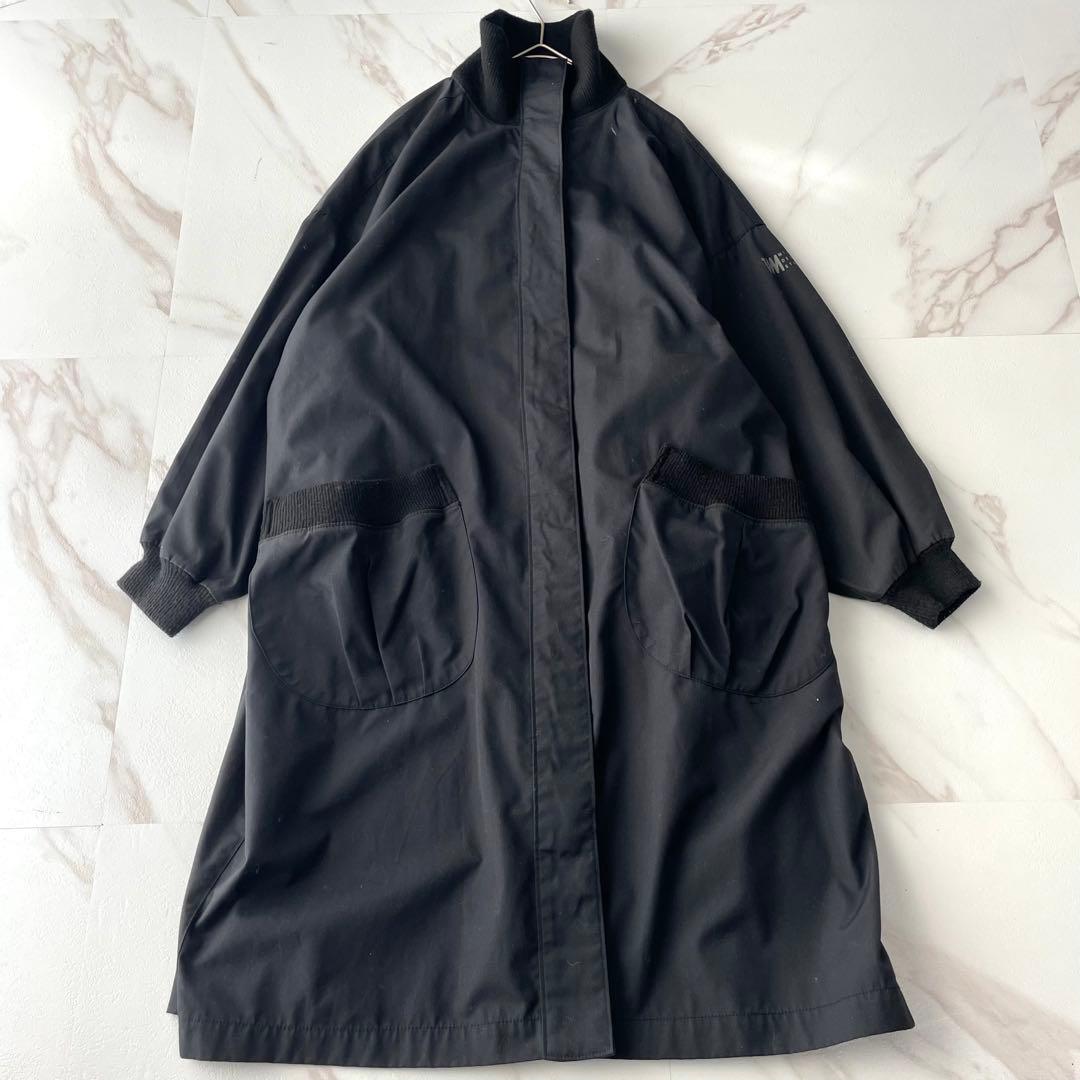 入手困難✨ イッセイミヤケデザインスタジオ ロングコート 銀ロゴ 黒色 80s