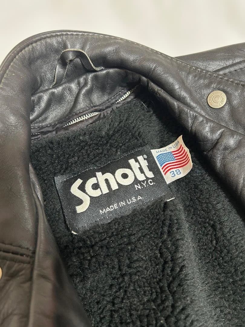 schott★ショット 2way ボアライナー付　黒革シングルライダース 38