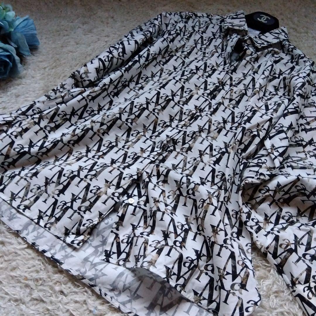 素敵♡マックスマーラ　Max Mara　総柄　シャツ　銀タグ　高級　ホワイト