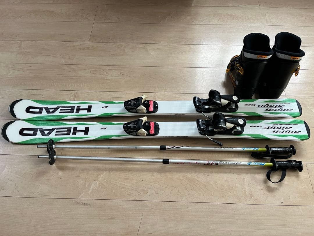 HEADスキー板（117cm) 、ビンディング、ブーツ、ストック 4点セット