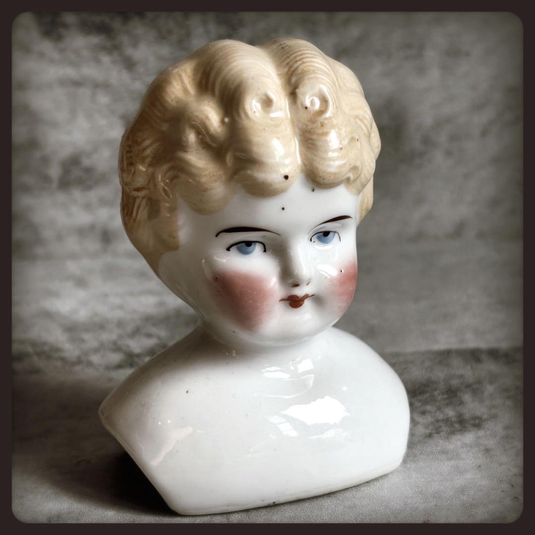 アンティーク ブロンドチャイナヘッドドール　ヘッドパーツ ビスクドール