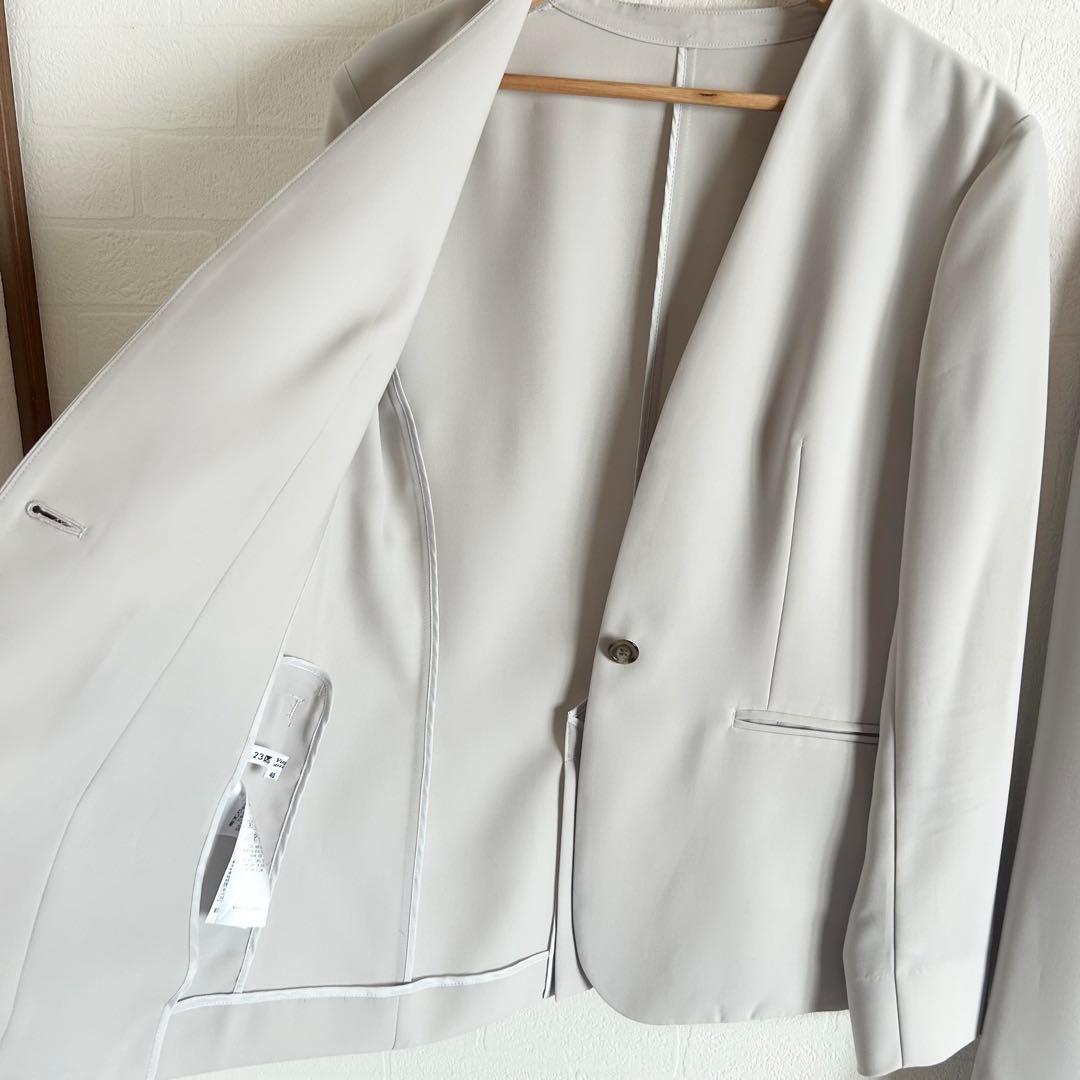 美品✨23区 パンツスーツセットアップ　ノーカラー　ライトグレー　40