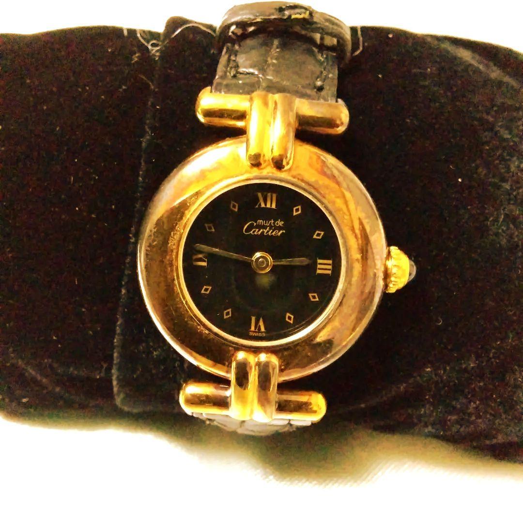 Cartier アナログ時計 ブラック/ゴールド/カルティェコリゼクオーツ腕時計