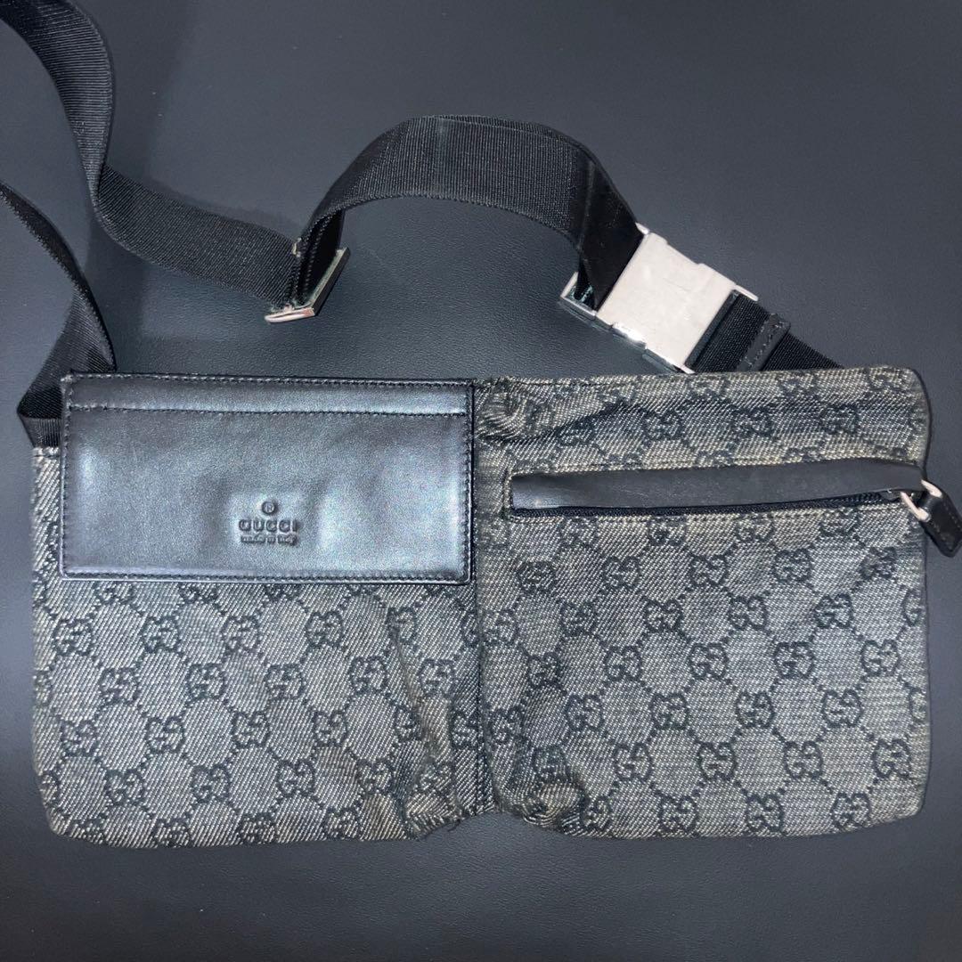 専用　良品　グッチ ボディバッグ GG キャンバス レザー ウエストポーチ