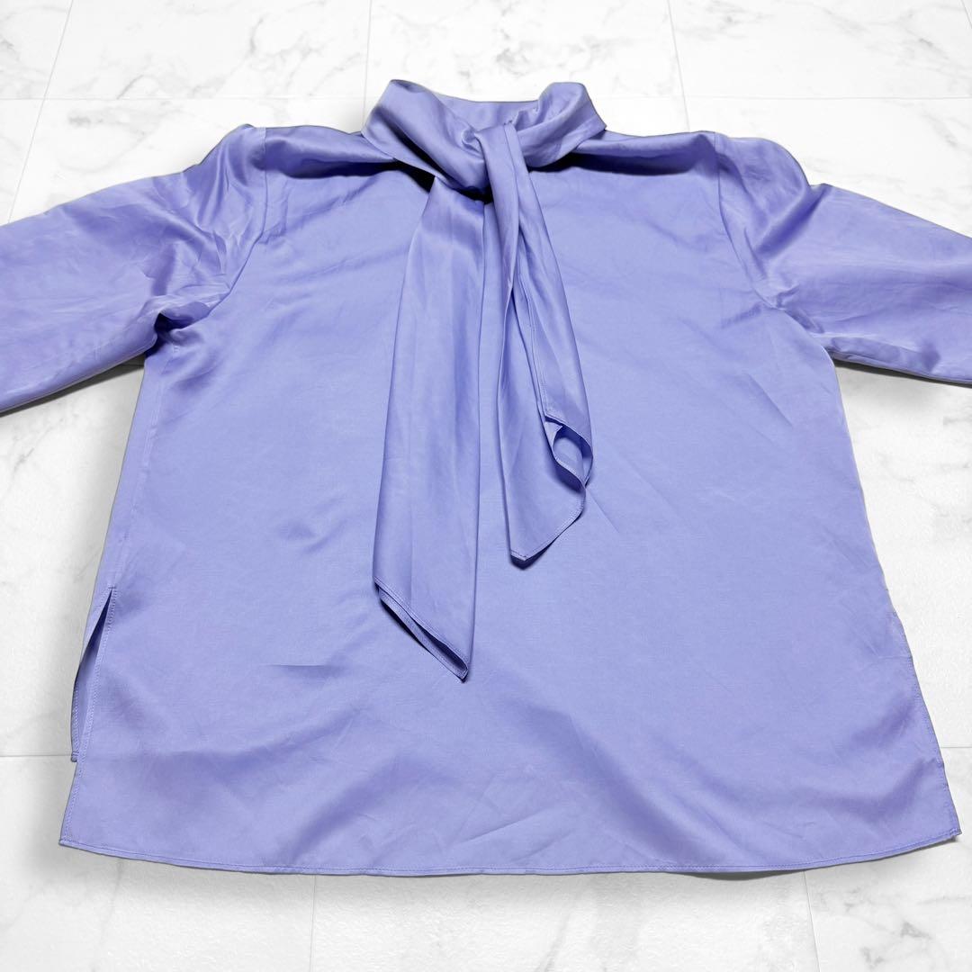 ボールジィ シルク混 2way ボウタイブラウス パープル 光沢トゥモローランド