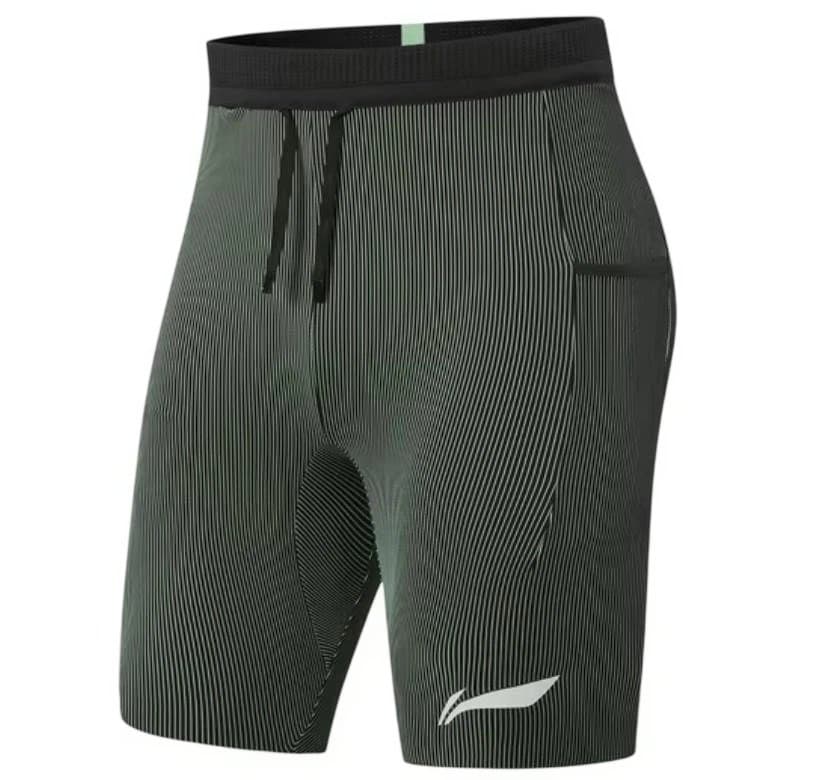 【Mサイズ】Li-Ning リーニン ランニングタイツ（黒X緑）