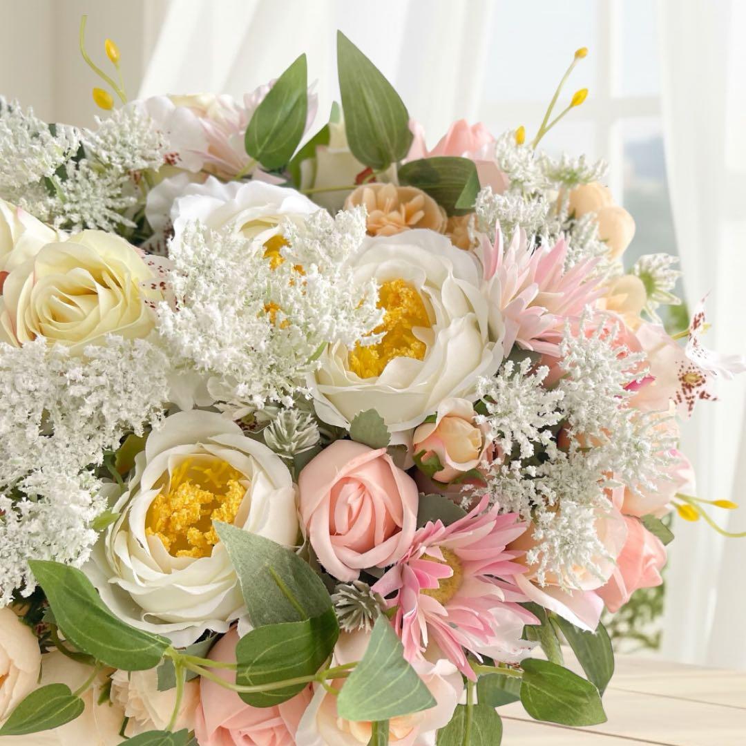 光触媒フラワー 咲き誇るバラのフレンチアレンジ アートフラワー 【Mサイズ】