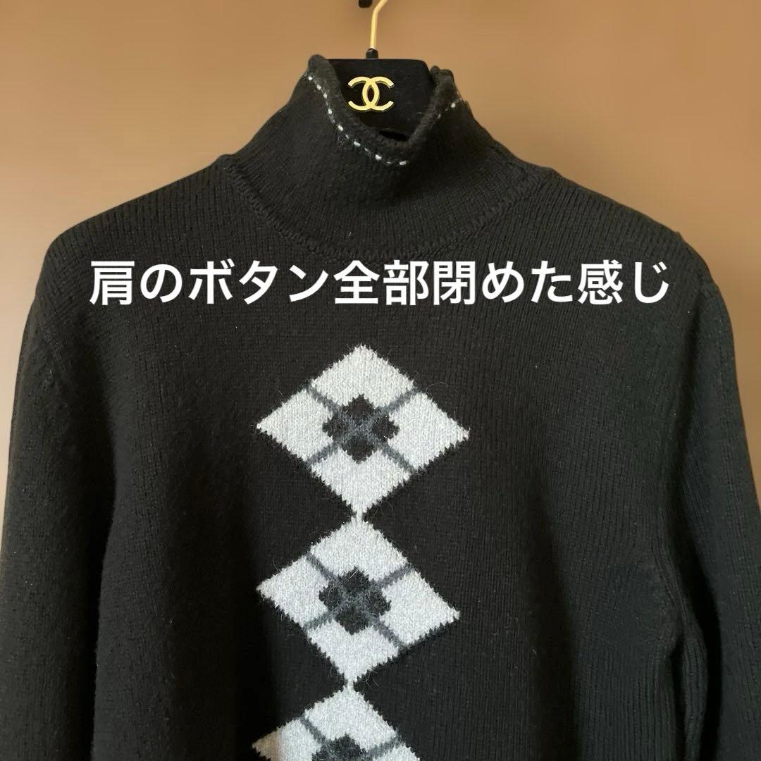 シャネル カシミヤ混ウールニット ヴィンテージシェルココボタン×24❣️サイズ42
