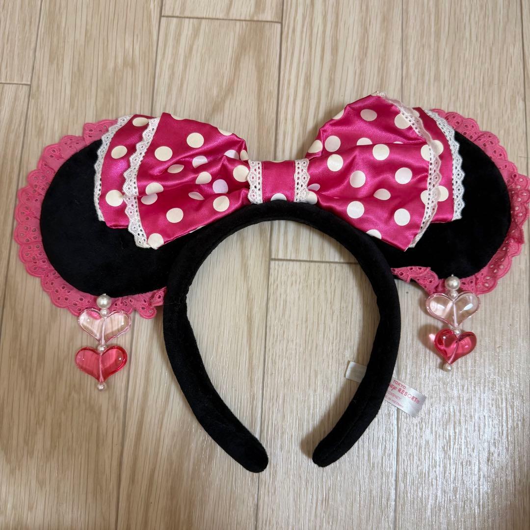 ディズニー　ミニー　ピンク　水玉　リボン　カチューシャ　イヤリング　パルパルーザ