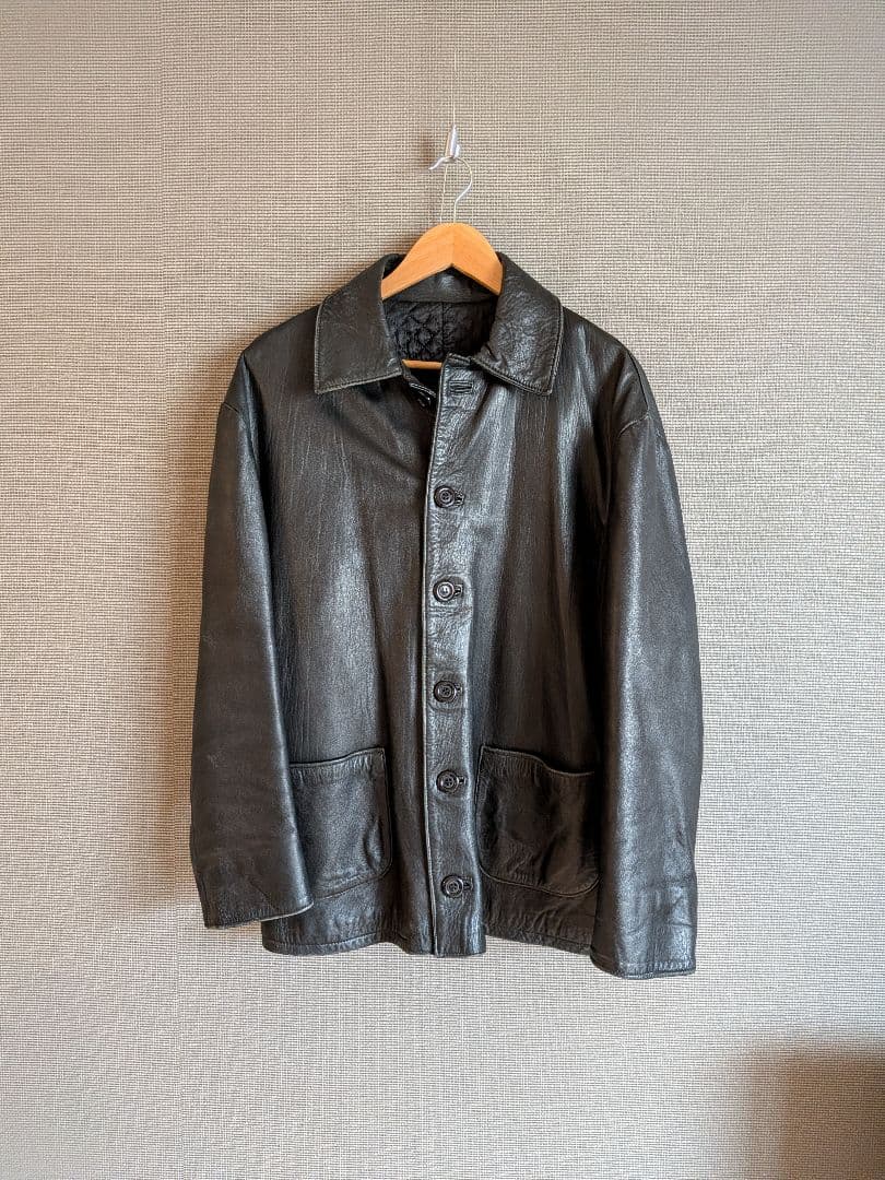 美品　vintage 本革　レザーカーコート