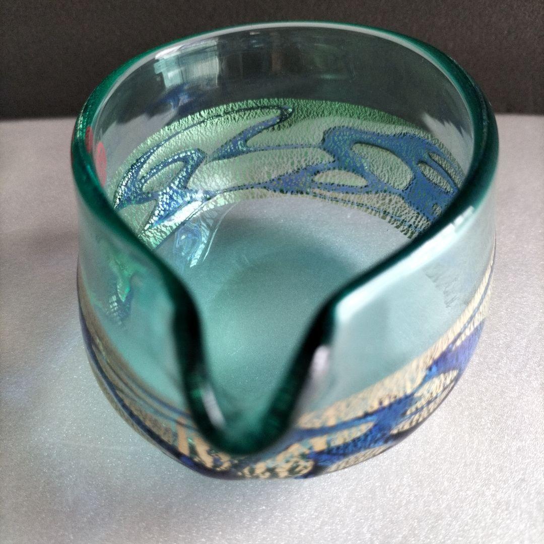 青森伝統工芸品　津軽びいどろ 　金彩碧瑠璃酒器セット　正倉院古色タンブラーセット