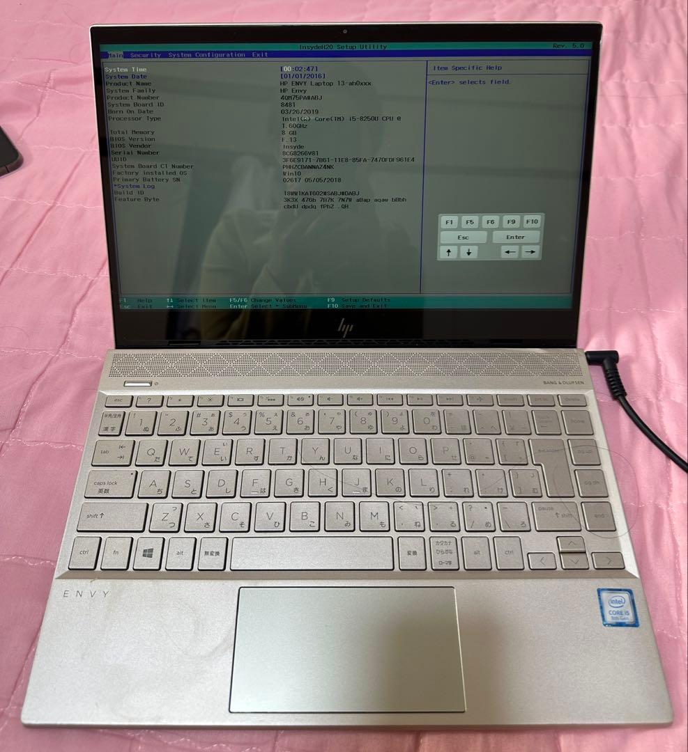 Hp Envy. Core i5-8250u. メモリ 8gb. ジャンク.