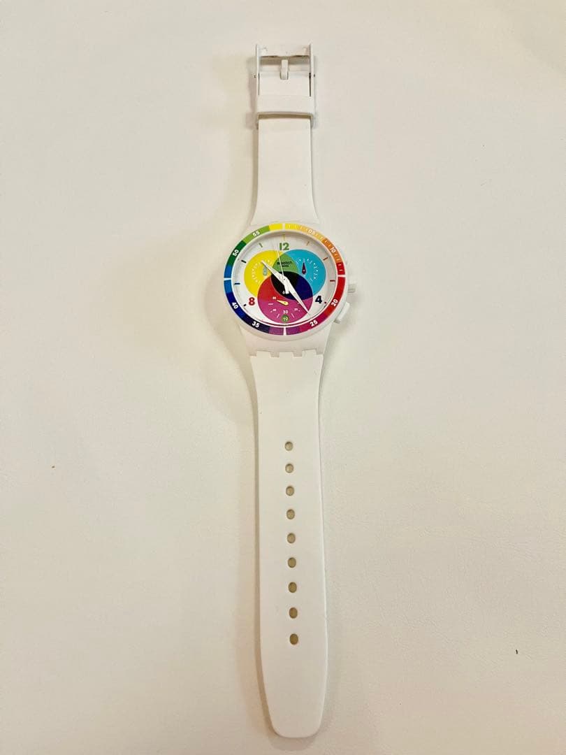 【レア】スウォッチ　マルチカラークロノグラフ　レインボーカラフル文字盤