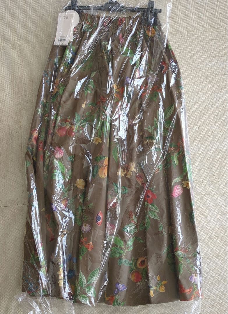 ミラオーウェン　ウエストゴムギャザーマキシスカート　ブラウン