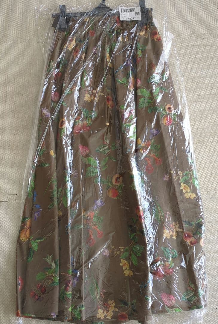 ミラオーウェン　ウエストゴムギャザーマキシスカート　ブラウン