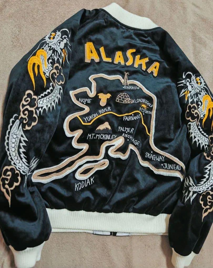美品 HOUSTON USA アラスカ 日本限定 別珍 スカジャン unisex